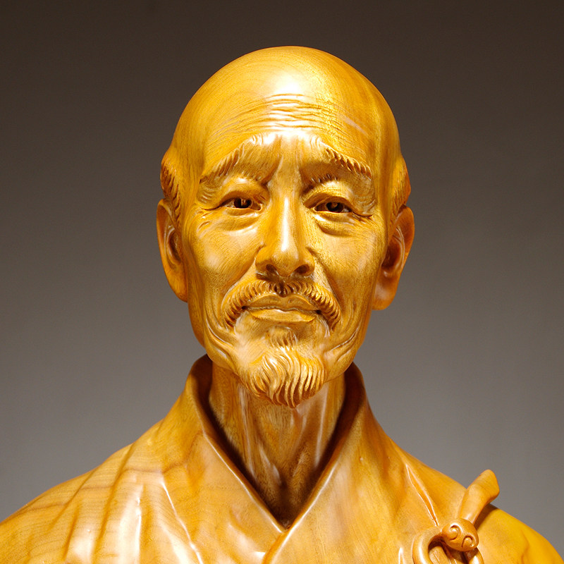 崖柏人物雕刻摆件法师现代中式家居客厅玄关木雕