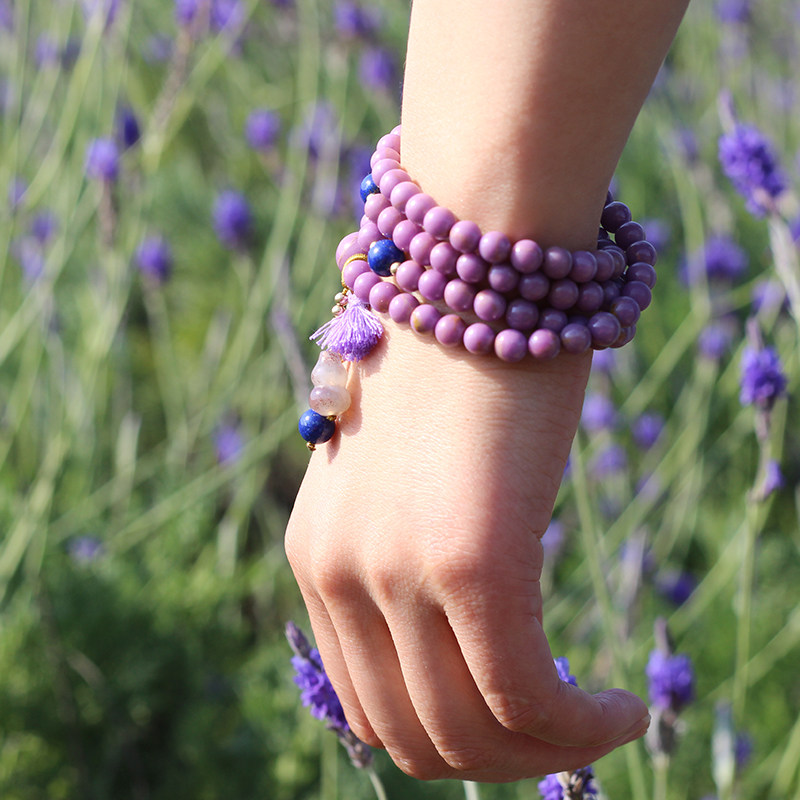 原矿紫云云母石青金石手串女手链佛珠民族风珠子手链