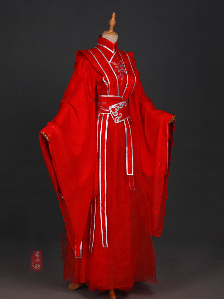 若水舫古装婚服cosplay万用男女银大红色古风喜服花城忘羡魏无羡