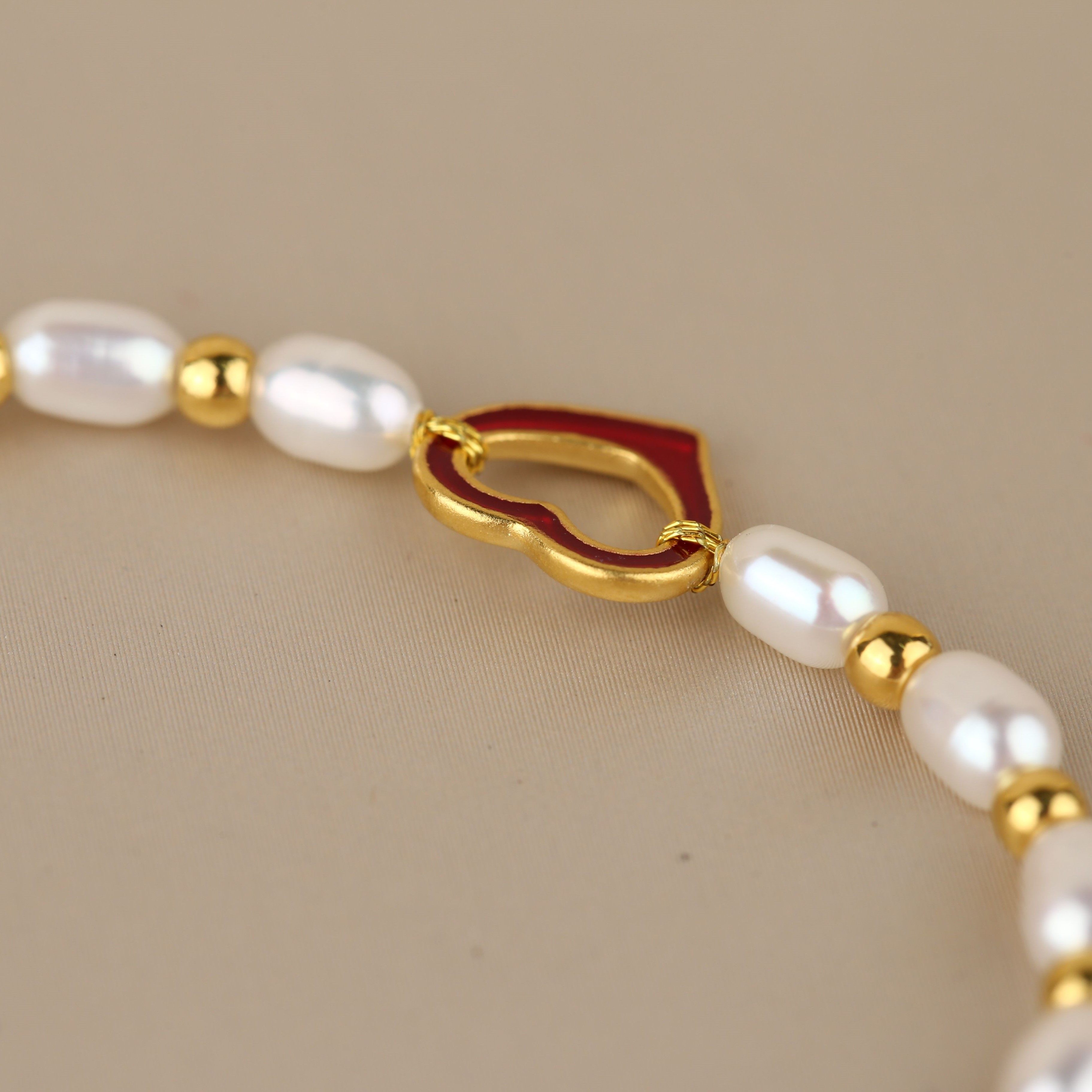 官方直播推荐足金烤蓝爱心环配6颗3m金珠手饰