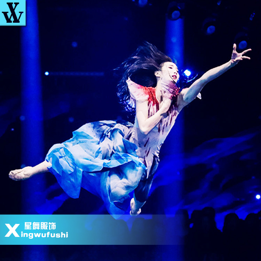 朱瑾慧当代舞褪色舞蹈服装艺术演出服艺考现代舞服炫彩梦幻舞衣