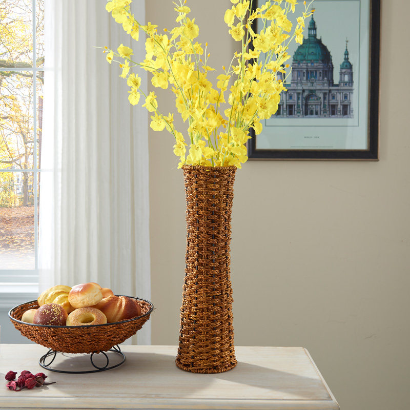 田园藤编罗马艺术花瓶客厅家用创意人造干花花瓶