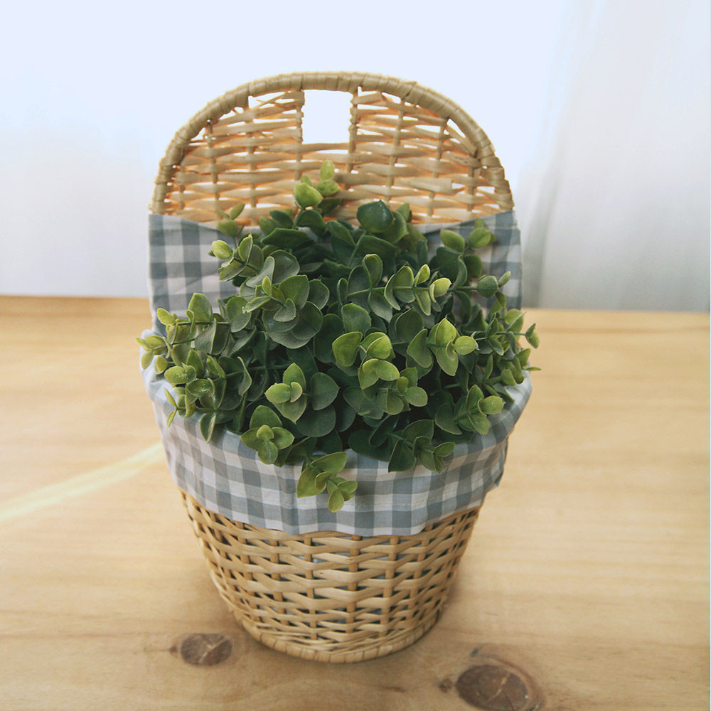 收纳日式草编花篮手工编制多功能个性家用可悬挂花篮