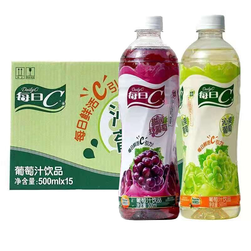 康师傅饮料 每日c沁爽甜润红葡萄汁500ml 15瓶装 整箱果味饮料饮品