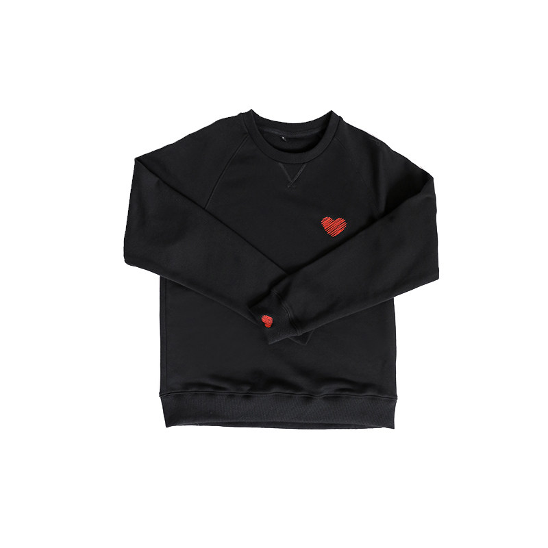 vibescollection春秋秋季简约套头卫衣男女通版刺绣红心卫衣