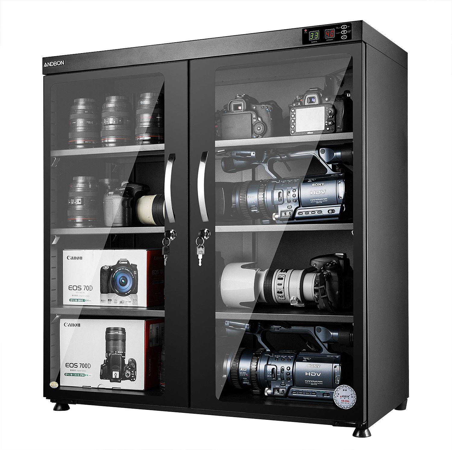 安德宝数控电子防潮250l字画邮票相机镜头摄像机防潮箱