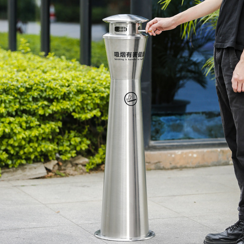 不锈钢户外立式烟灰吸烟区专用用带烟缸垃圾桶烟蒂垃圾筒