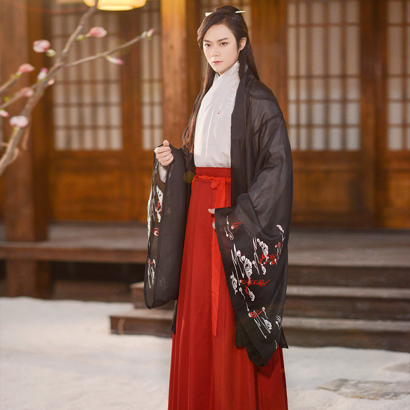 如梦霓裳汉服女装交领襦裙狮火凌云原创祥狮流云绣花情侣cp新款