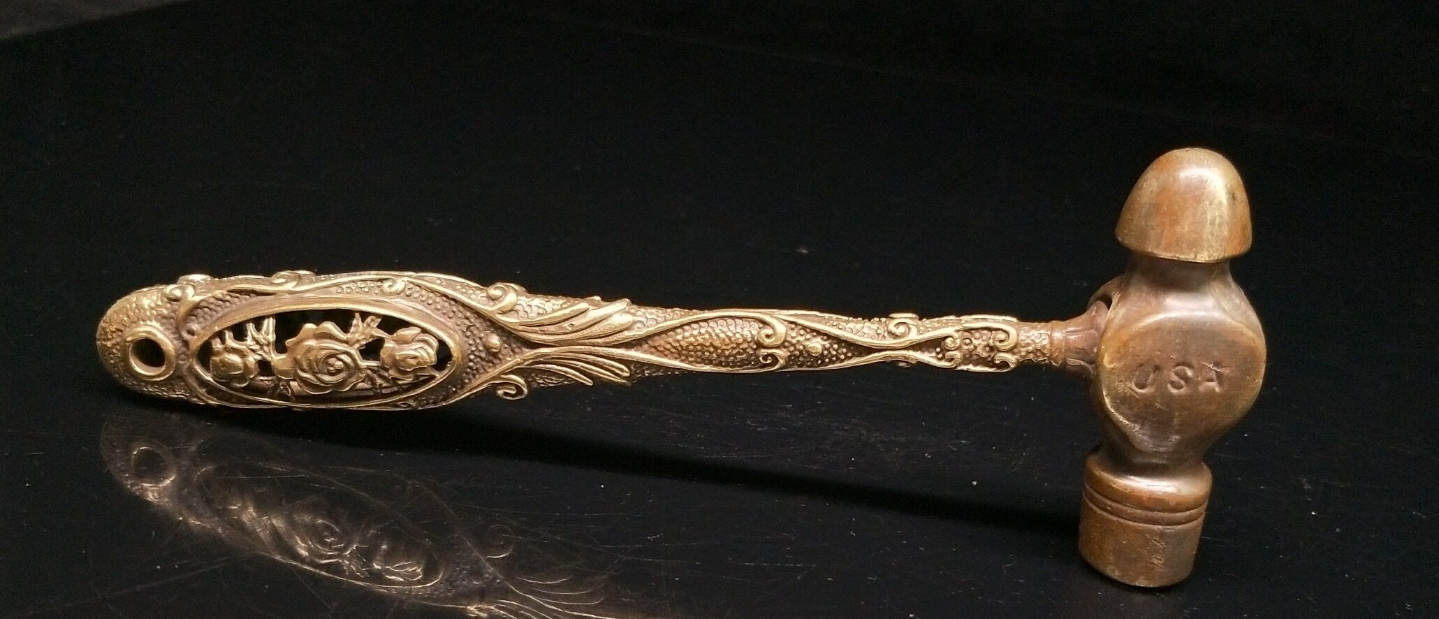 古玩古董收藏纯铜锤古锤黄铜实心锤子小榔头风水宣判一锤定音00