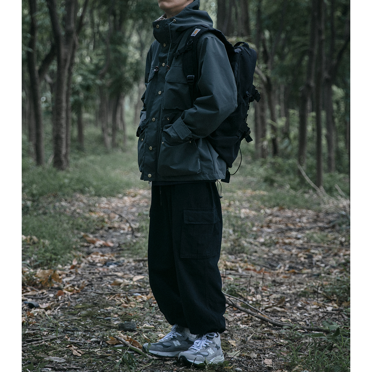 美式山系复古户外防风冲锋外套男女春秋韩版宽松连帽工装夹克上衣