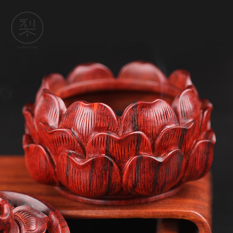 香炉梨香院莲花莲花香印度小叶紫檀木盘香薰家用木雕