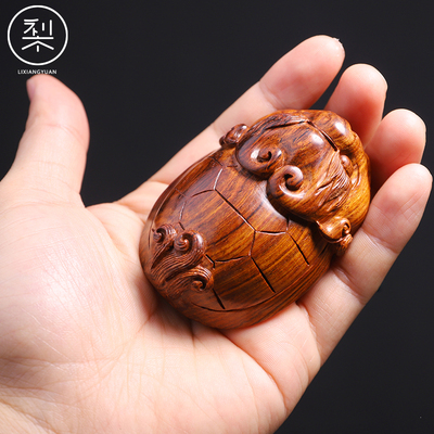 梨香院 海黄龙龟手把件 正宗海南黄花梨木文玩把玩物件湘工纯手工