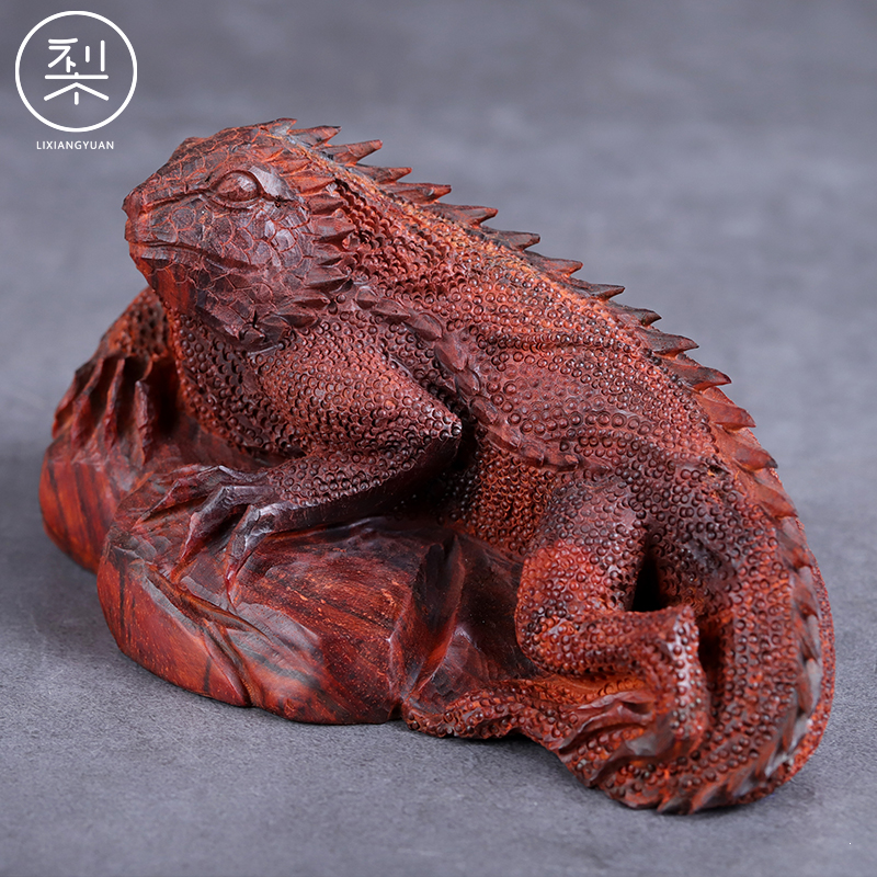 梨香院蜥蜴摆件印度小叶紫檀木雕木雕工工艺品家用木雕