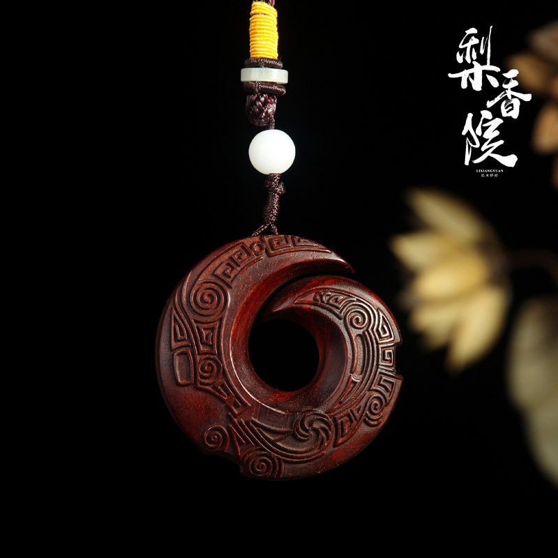 梨香院时来运转挂件手把印度小叶叶紫檀木文玩吊坠木雕