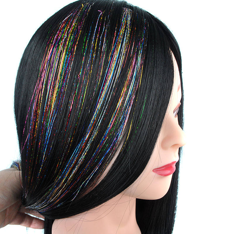 假发镭射挑染接发无痕仿真彩丝卡子金丝彩色中老年女装