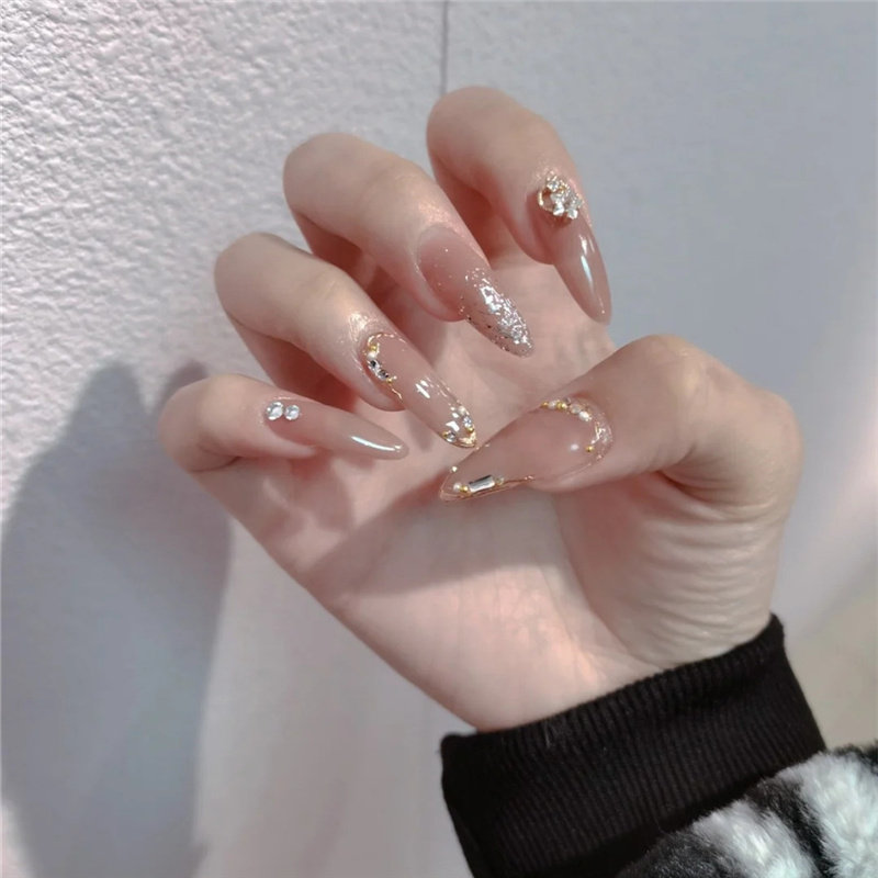 美甲延长磨砂长尖水滴型甲片补充单号塑型无痕美甲工具