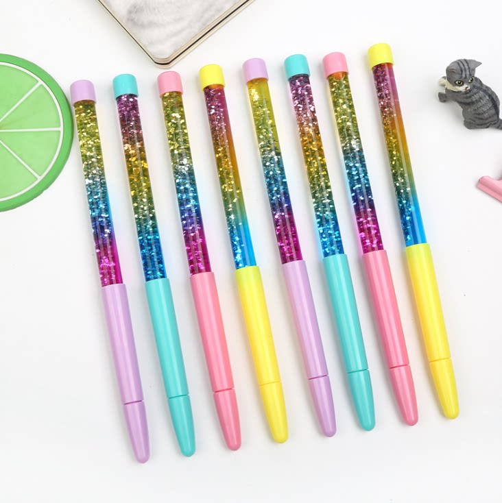 文具仙女中性笔网红彩色液体流沙闪光水晶中性笔
