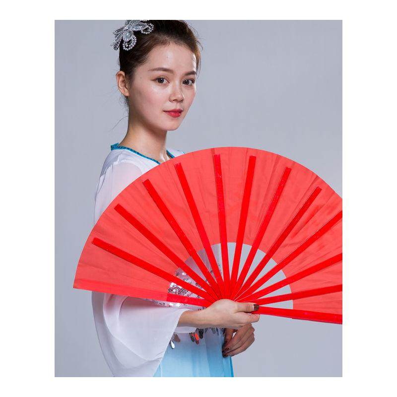太极功夫扇竹骨儿童舞蹈木兰折扇成人红色中国太极扇