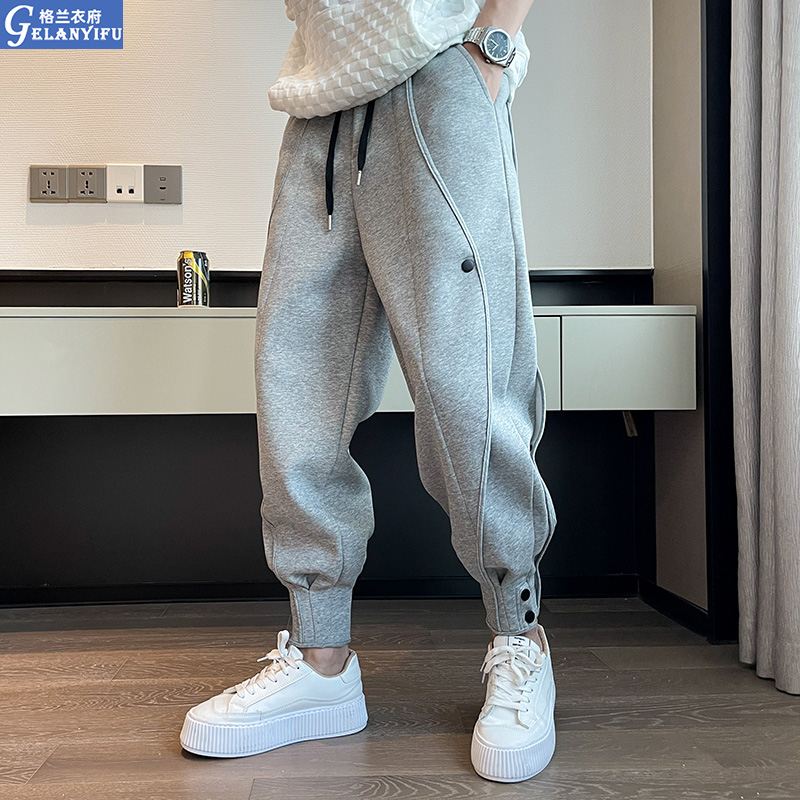 秋冬季加厚运动裤男士痞帅潮流春款大码哈伦裤子加绒休闲裤卫裤男