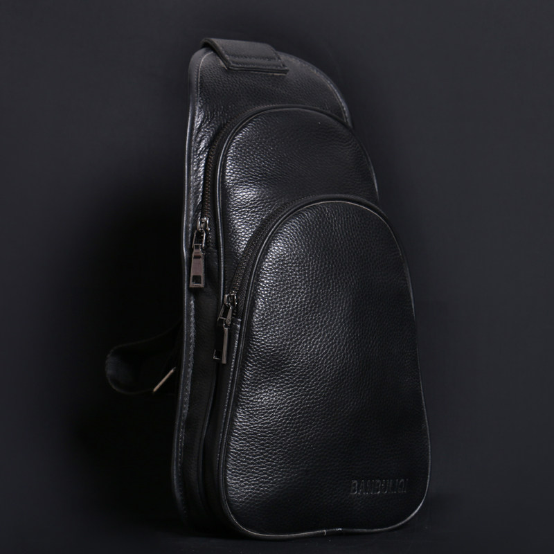班布里奇男士大号头层牛皮胸包大容量休闲链接广告男士包袋