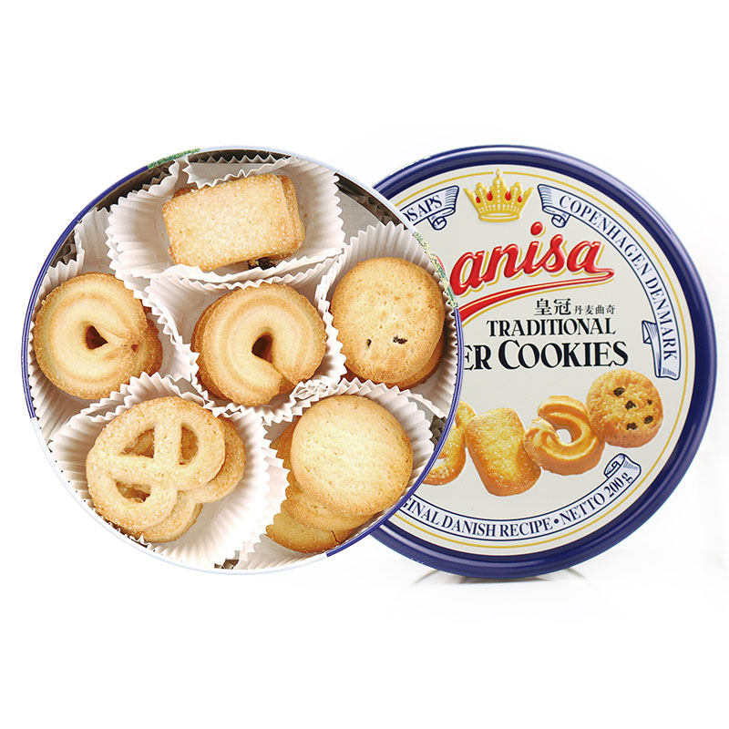 600gdanisa丹麦皇冠曲奇饼干200g3罐铁罐早餐曲奇饼干