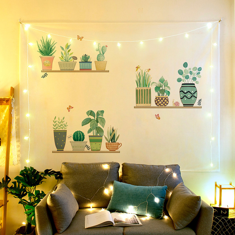 北欧ins背景布绿植挂布房间布置墙面床头墙布装饰画网红直播挂毯