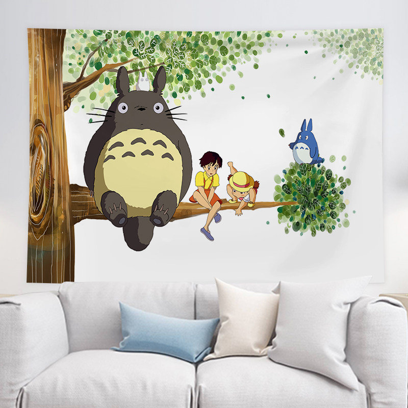 宫崎骏背景ins挂布龙猫动漫挂画墙壁网红床头挂毯