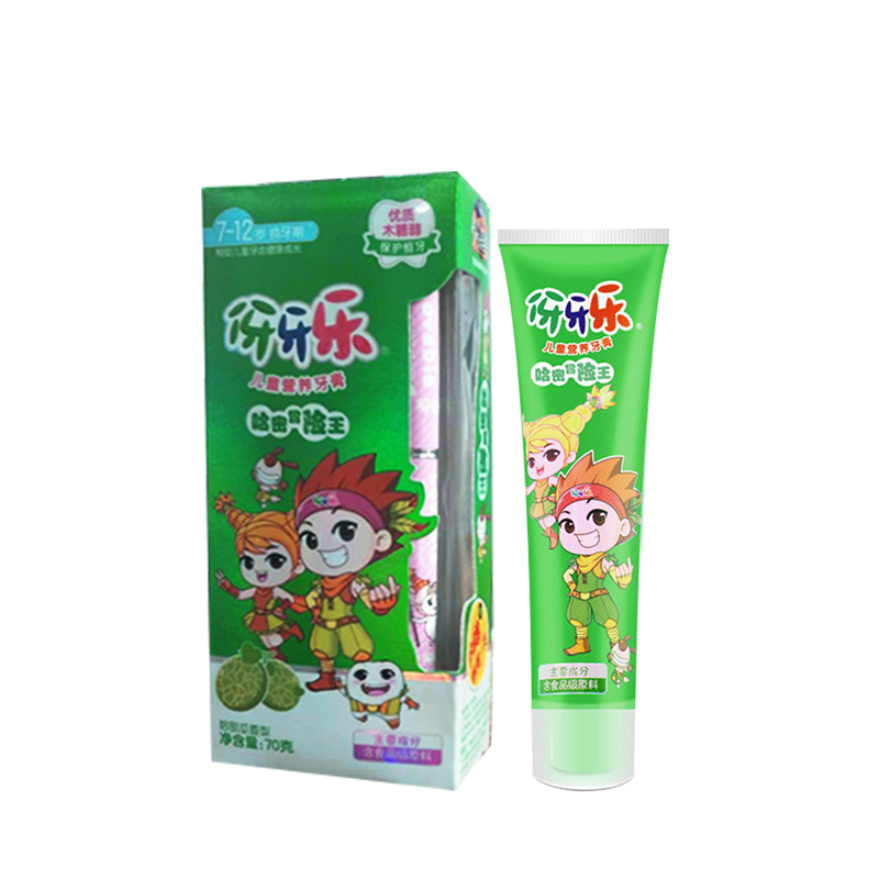 伢牙乐儿童牙膏哈密瓜味70g7-12岁换牙期专用可吞咽抗酸防蛀护龈