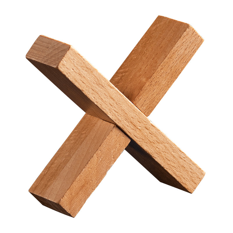十字架鲁班锁孔孔明锁单个榉木儿童动脑益智玩具木制解锁