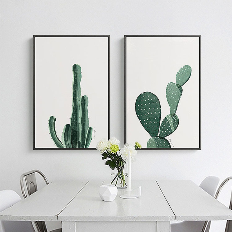 北欧客厅装饰画现代极简绿植沙发背景墙三联挂画现代装饰画