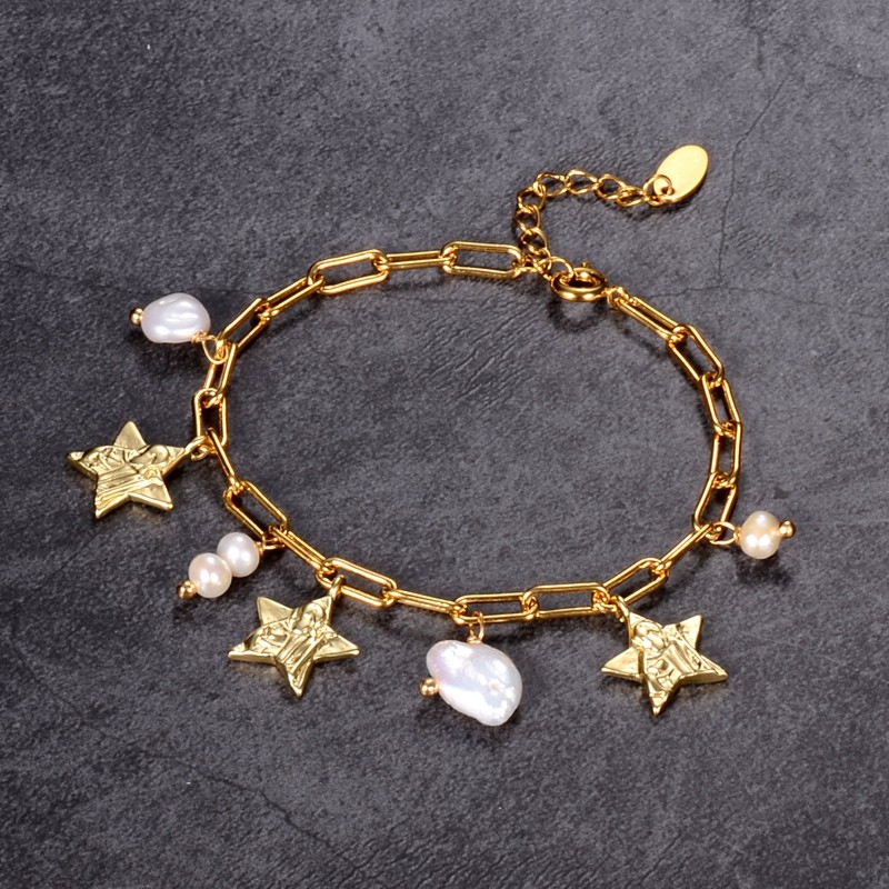 欧美天然淡水珍珠星星手链小众设计原创品牌手链
