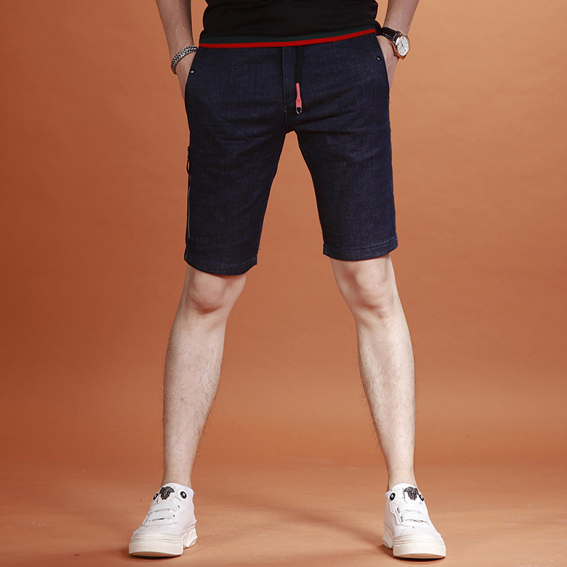 牛仔短裤男士潮牌五分裤子潮流修身黑色中裤男牛仔裤
