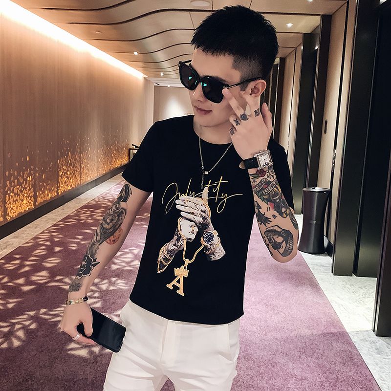 短袖t恤男士2022年夏季新款潮牌网红体恤冰感衣服ins超火潮流打底