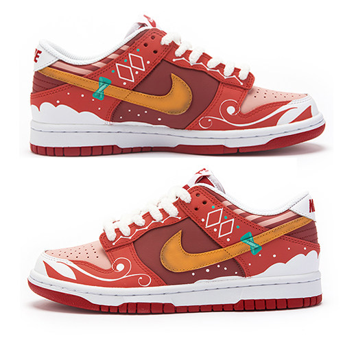 nikedunk红圣诞球鞋定制篮球鞋diy手绘野鹤制造