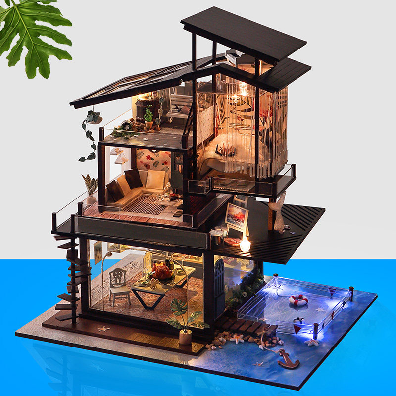 diy小屋别墅手工制作小屋成人拼装别墅模型木屋拼装创意生日礼物