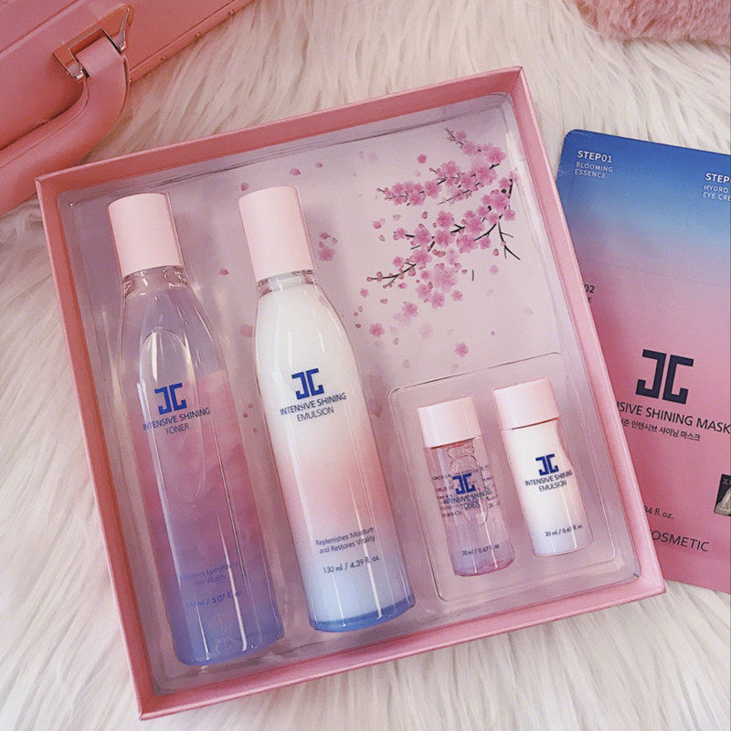 套盒jayjun捷俊密集焕亮樱花水乳韩国正品保湿面部护理套装