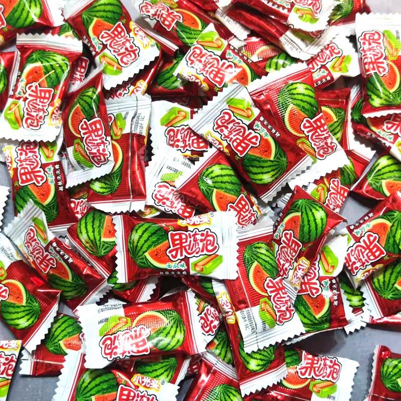 西瓜一桶包邮儿时记忆小光头泡泡糖口香糖水果口香糖