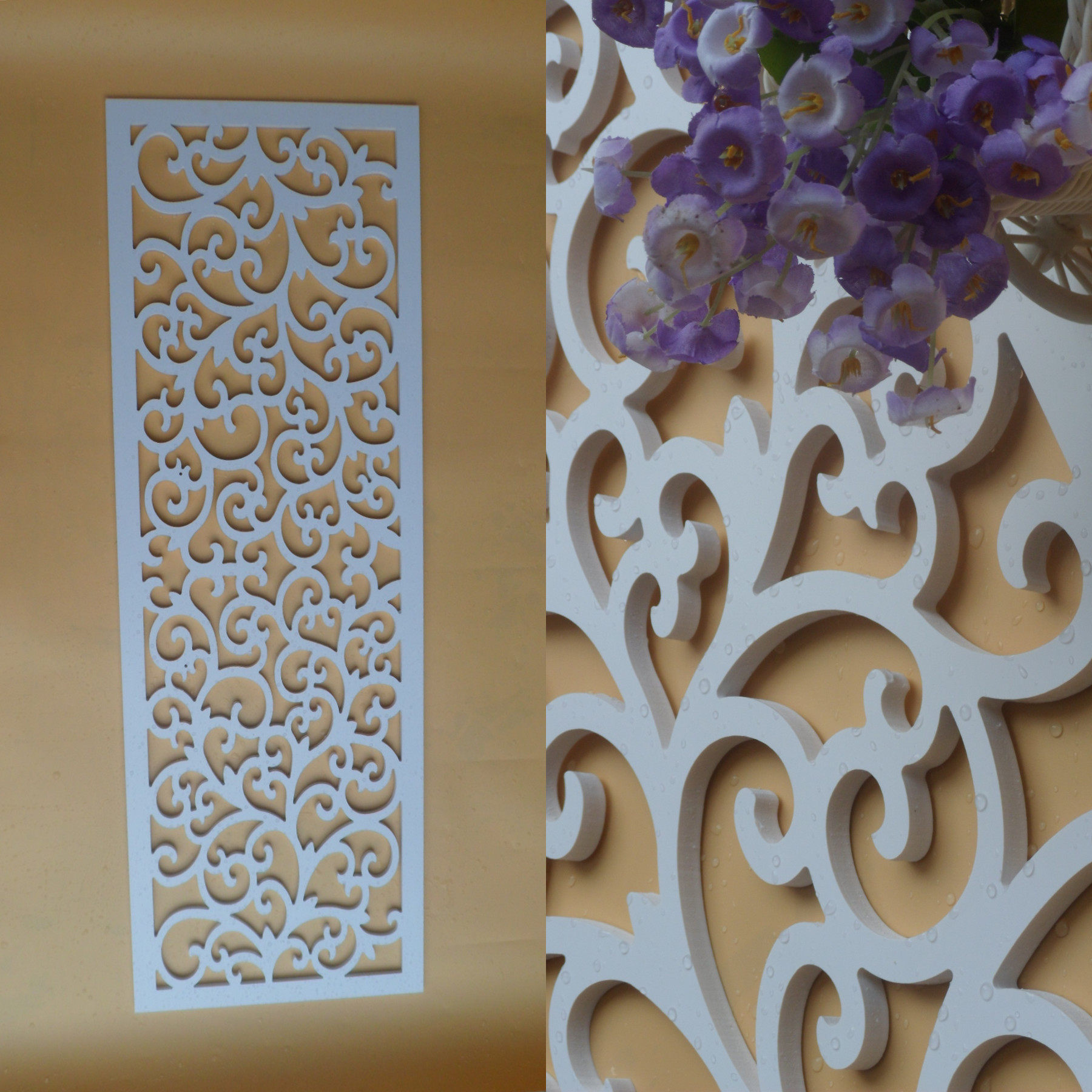 定制pvc木塑板花格镂空雕花隔断屏风玄关关通通花板