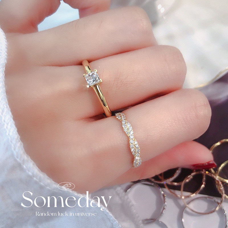 宝创0.3克拉gia天然钻石戒指18k公主方钻欧美手饰