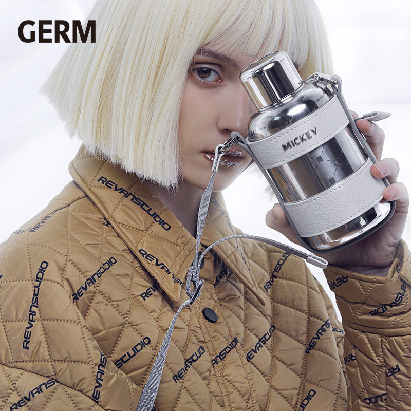 germ迪士尼智能保温杯316不锈钢正品女士高颜值男斜跨水杯包包杯