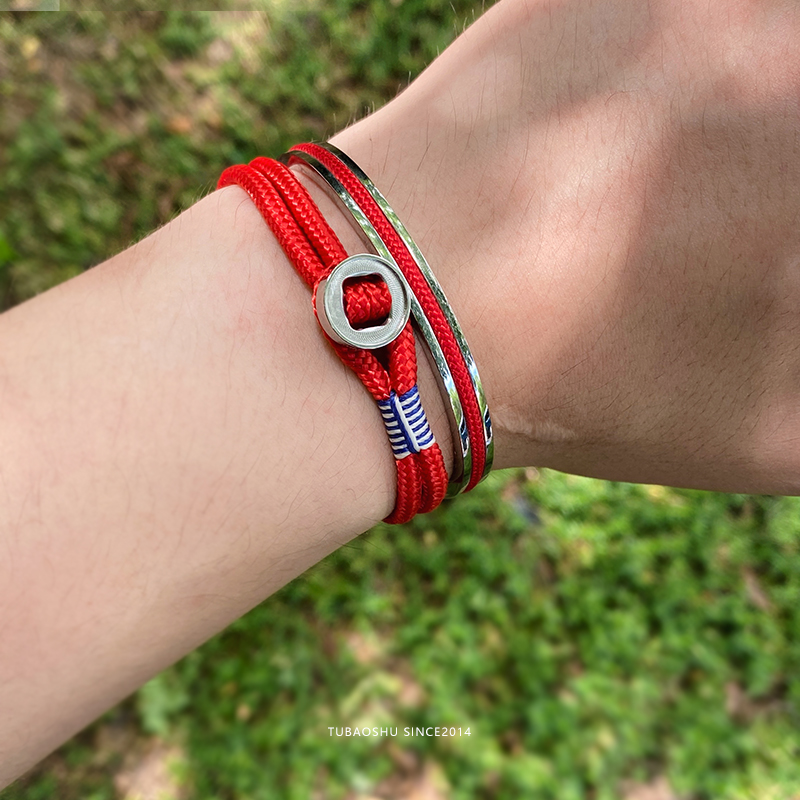 欧美美红手绳情侣编织手链男肖战同款船绳手环手链