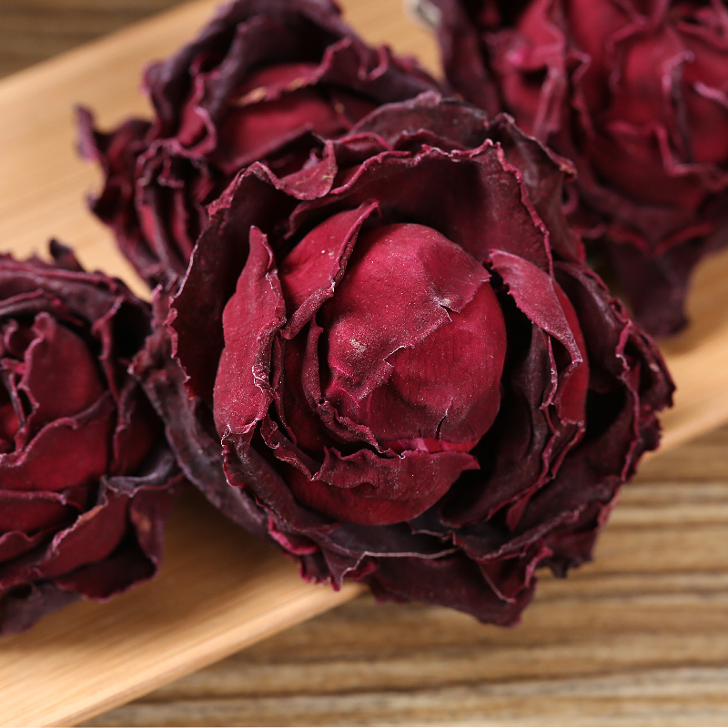 墨红玫瑰花茶大朵云南无硫法国干玫瑰花冠养生茶小包罐装茶叶50g