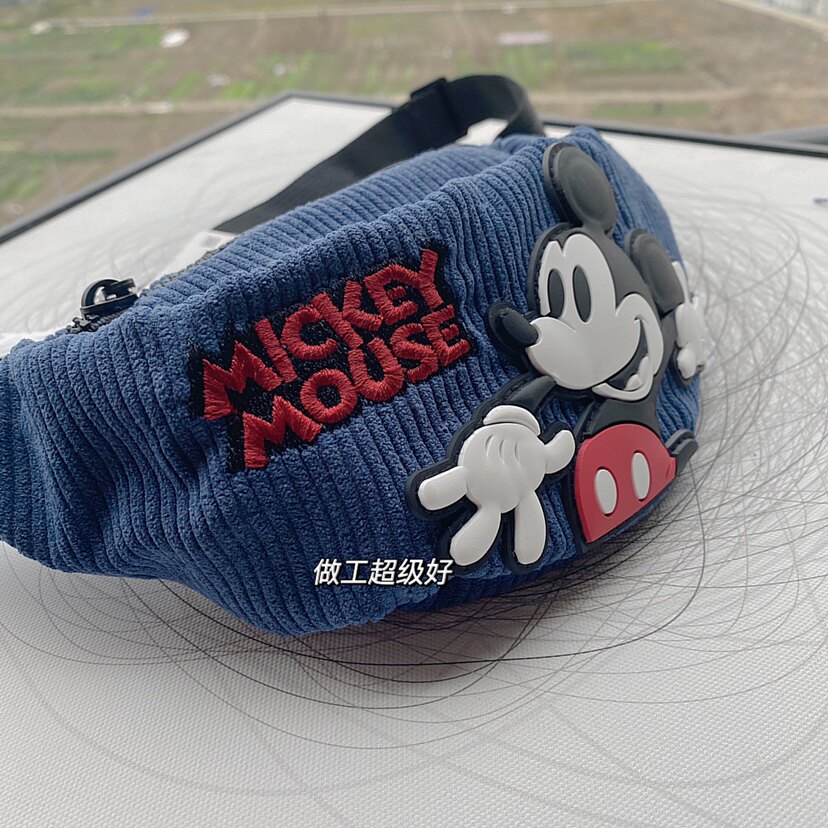 卡通zarawang童包灯芯绒腰包米奇印花女士包袋