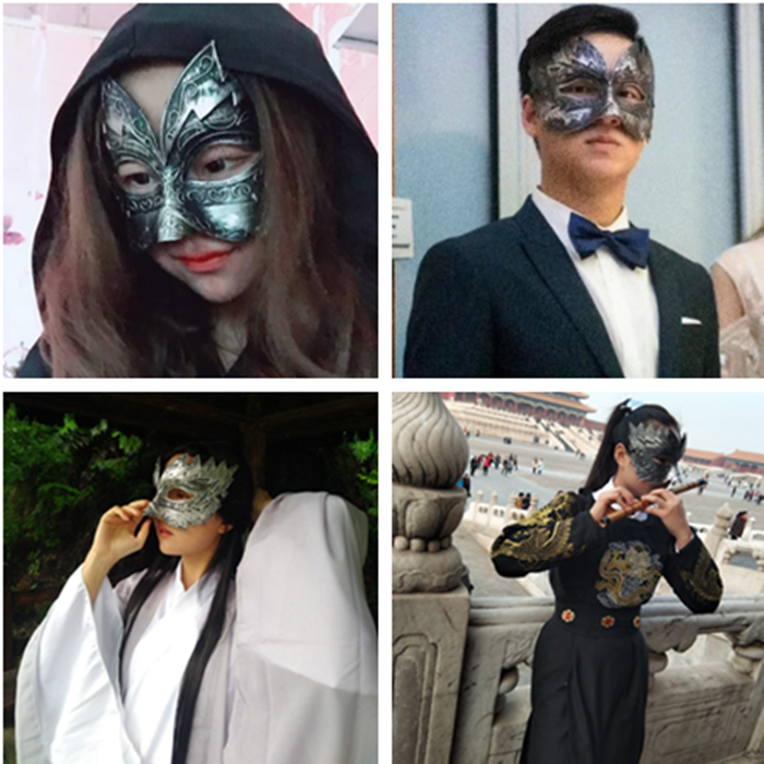 万圣节古风半脸面具男街舞假面化妆舞会派对性感cos中国风 女面罩