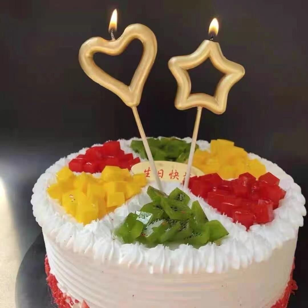 蜡烛网红心形生日蛋糕装饰仙女表白星星爱心蜡烛