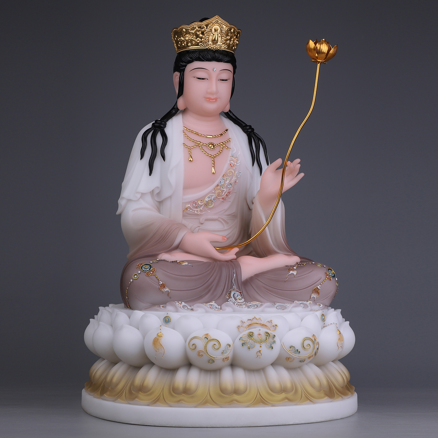 汉白玉佛像坐像西方三圣大势菩萨观世音菩萨阿弥陀佛摆件