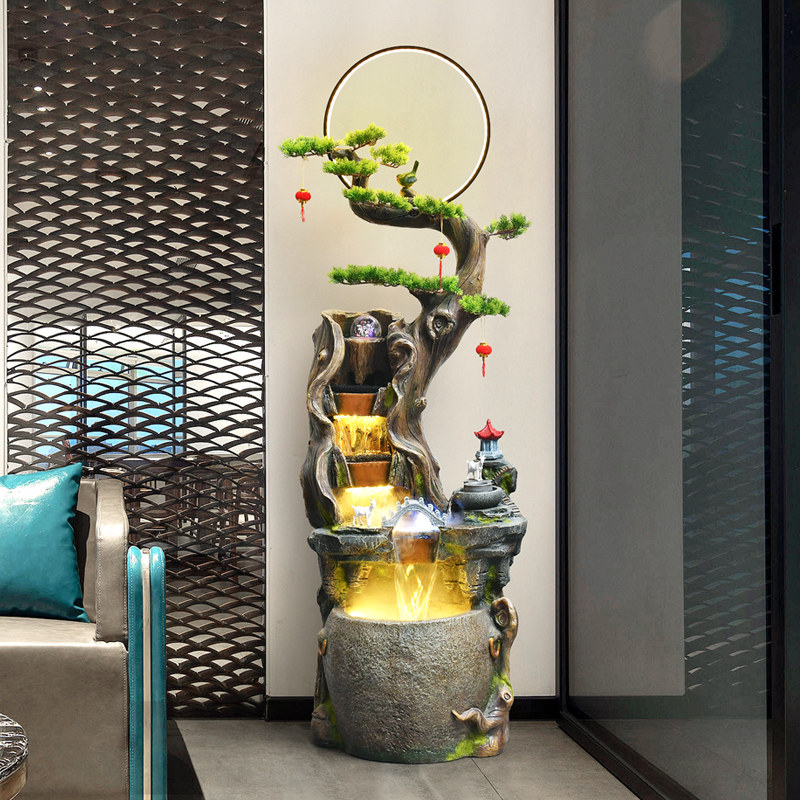 现代流水喷泉鱼缸招财摆件客厅办公茶室玄关摆件