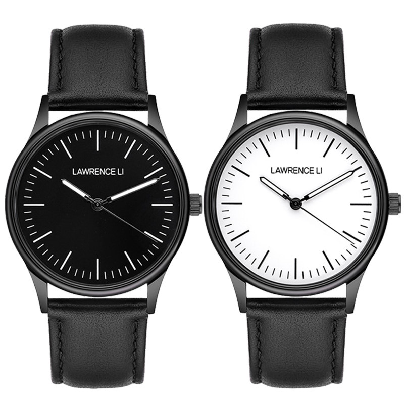 lawrenceli经典简约黑白原创潮牌定制情侣生日礼物国产腕表
