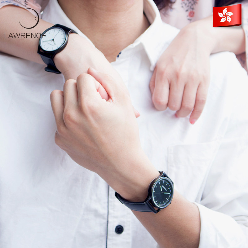 lawrenceli经典简约黑白原创潮牌定制情侣生日礼物国产腕表