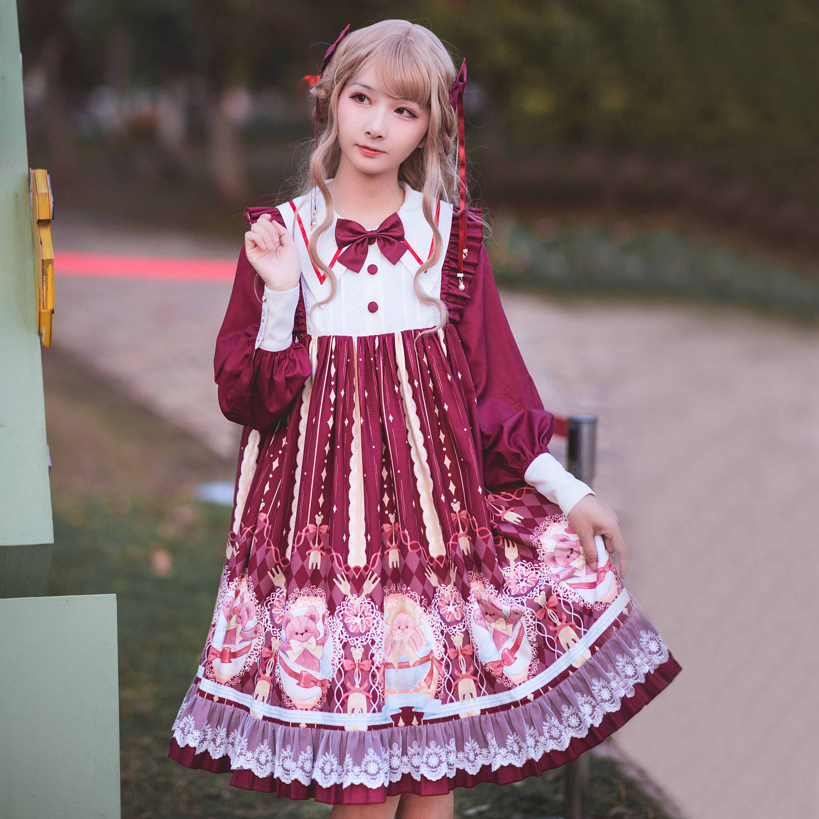 洛丽塔佳茴原创洋装lolita全套茶杯乐园op长袖连衣裙